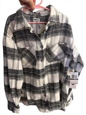 NWT DKNY Black and White Plaid Button-Front Shacket & leggings set 8-10